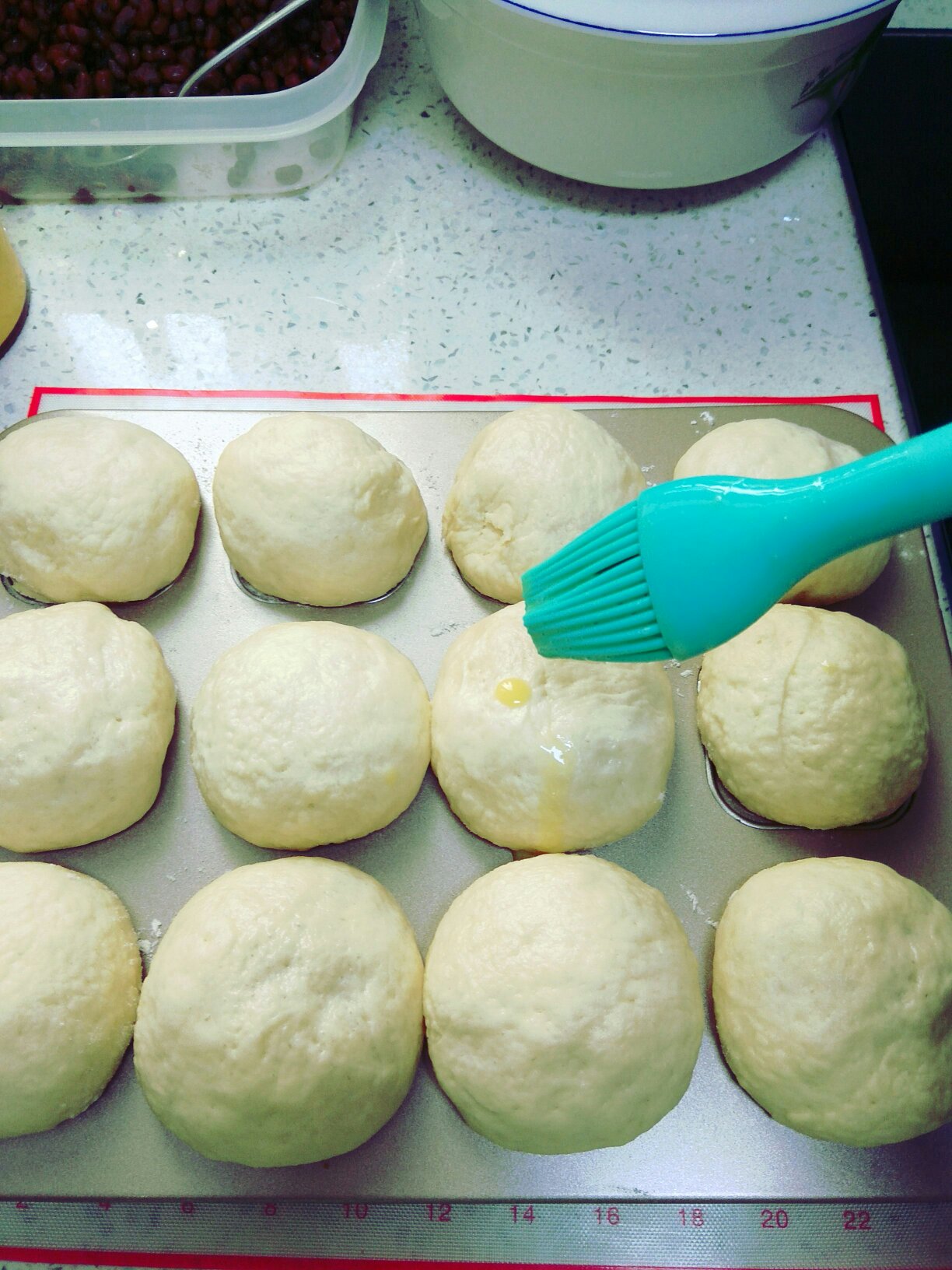 綠豆沙小蘑菇面包的做法 步骤7