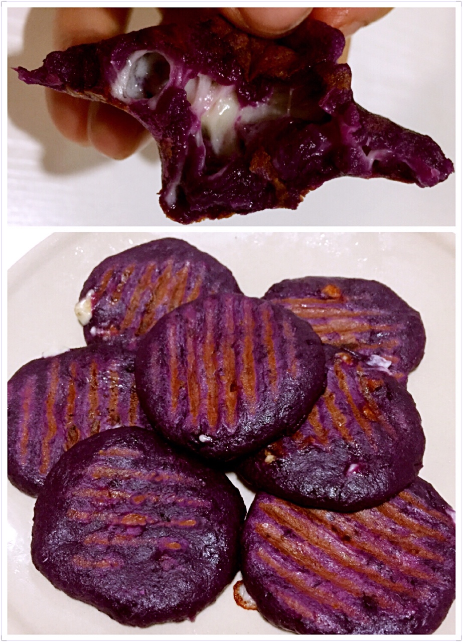 超簡超好吃-紫薯乳酪糯米餅的做法 步骤6