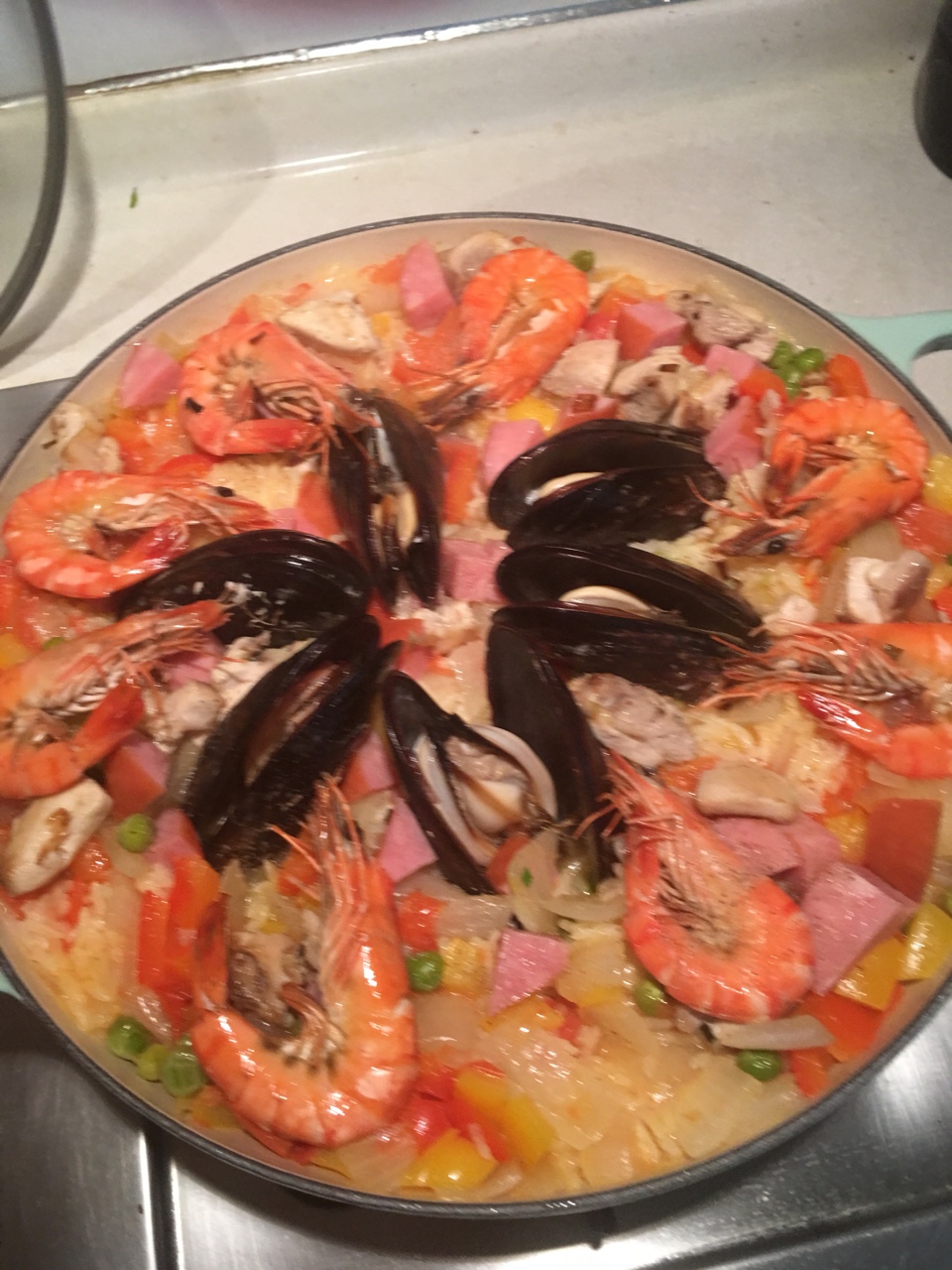 西班牙海鮮飯（琺瑯鍋制作）的做法 步骤12