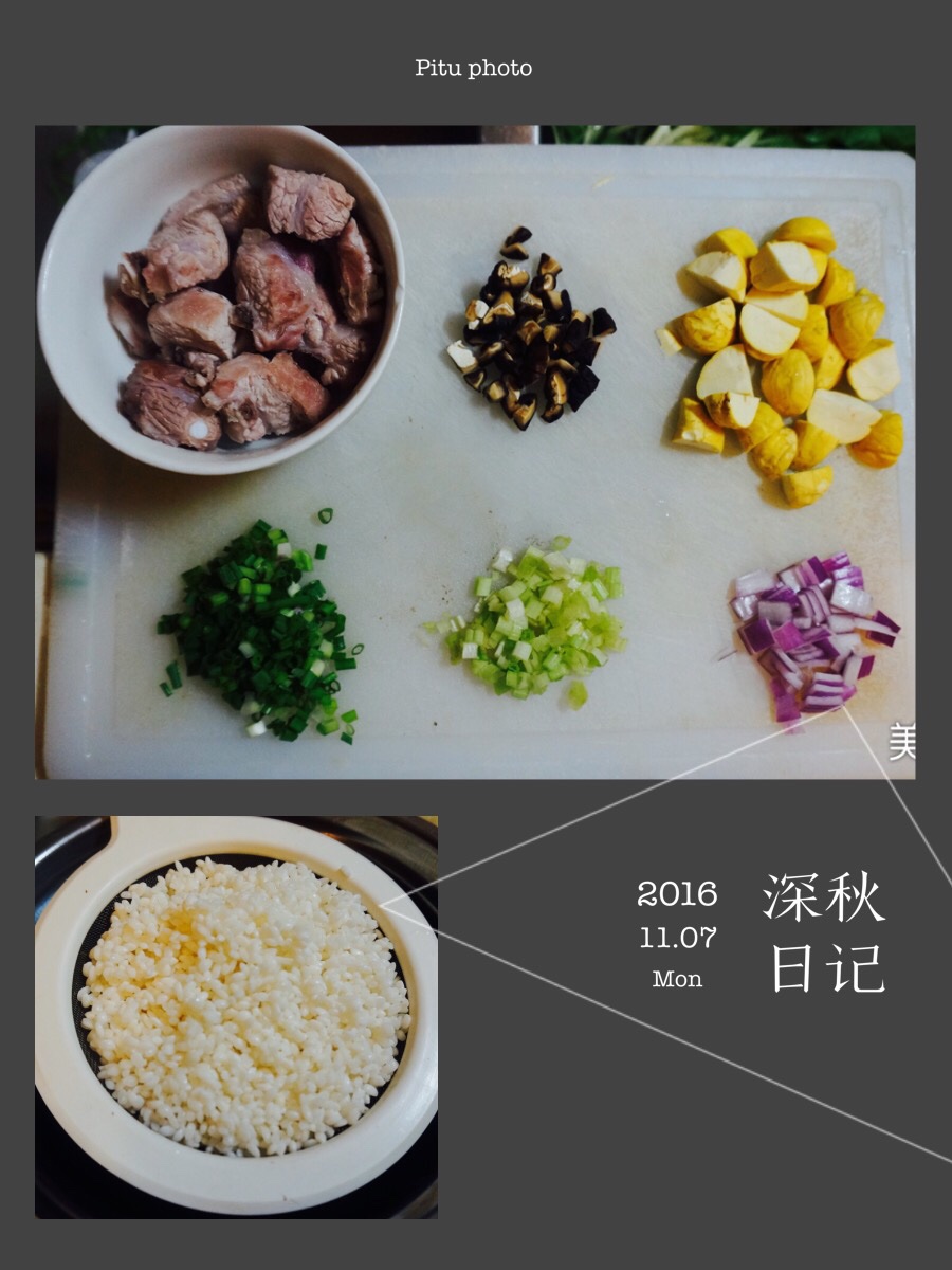 排骨板栗燜飯的做法 步骤1