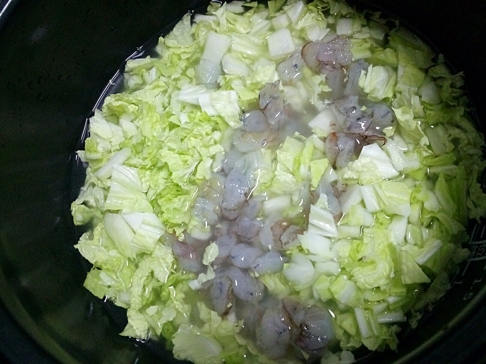 電飯鍋版 白菜蝦仁咸味兒粥的做法 步骤3