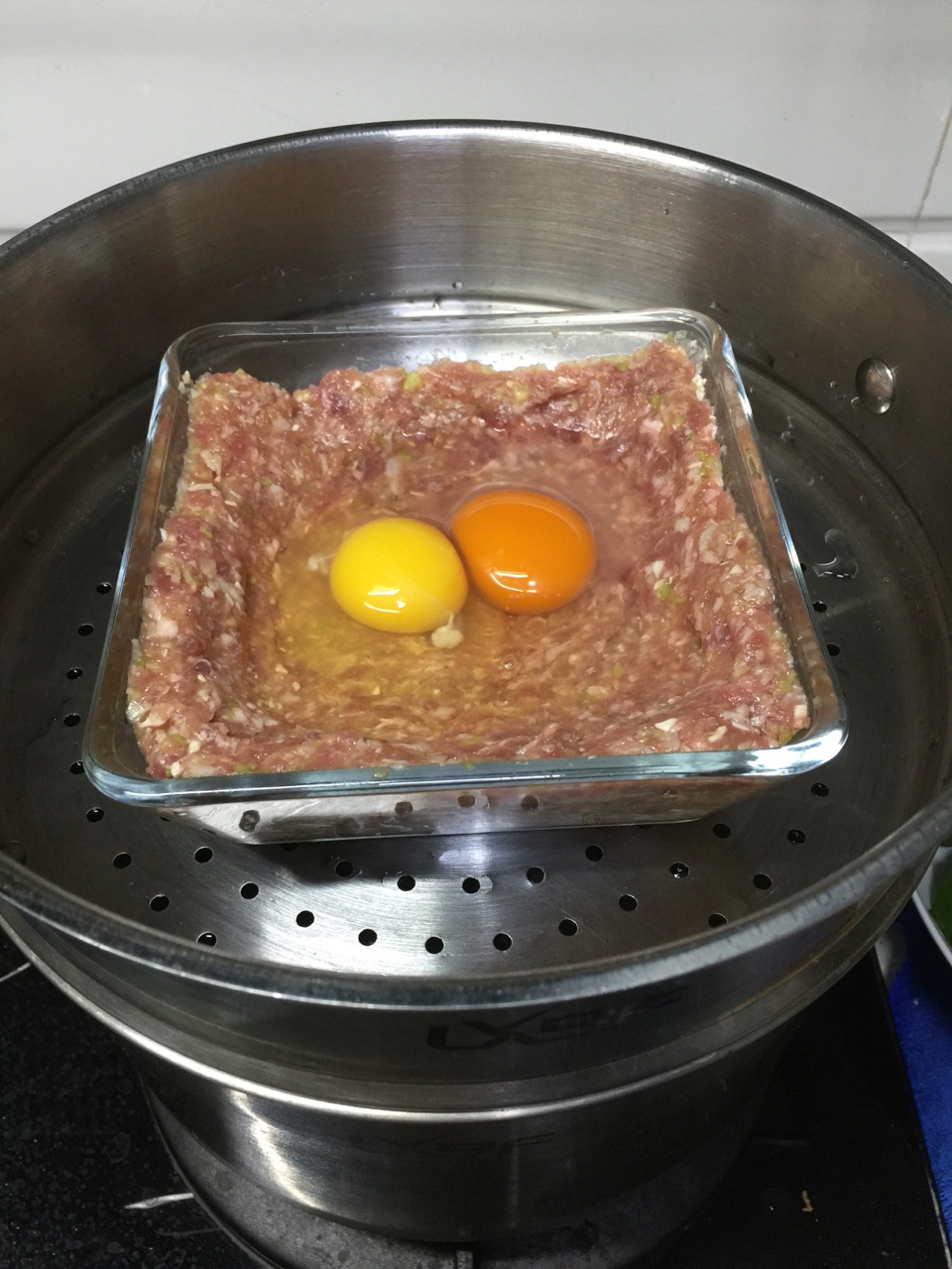超級滑嫩的肉餅蒸蛋的做法 步骤4