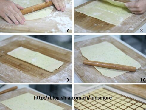 君之---純天然打造的無比酥松---蔥油香酥餅干（蔥香蘇打餅干）的做法 步骤3