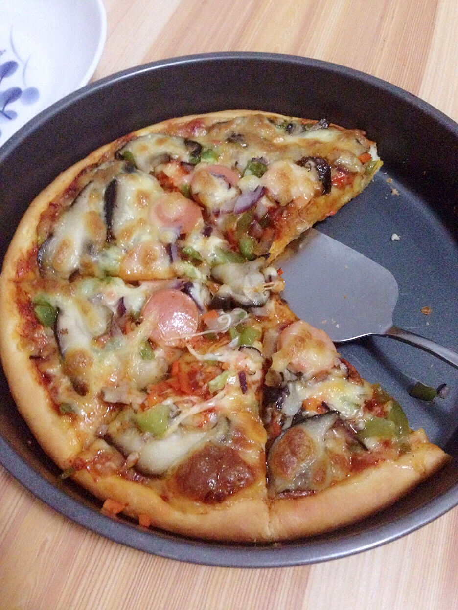 自制香菇火腿披薩的做法 步骤9