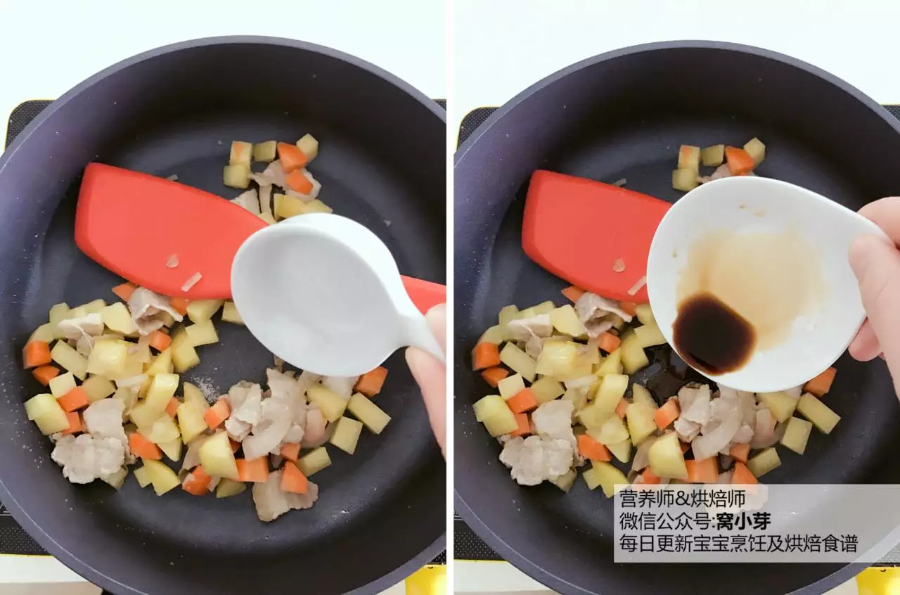 寶寶輔食︰日式土豆炖肉-日本經典的家庭料理，做法簡單，少油鹽，是健康日料的代表之一哦！18M+的做法 步骤5