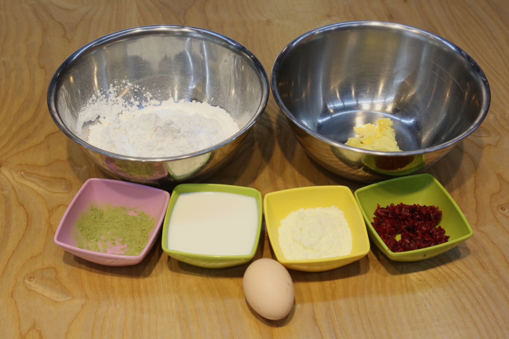 抹茶蔓越莓麻薯面包的做法 步骤1