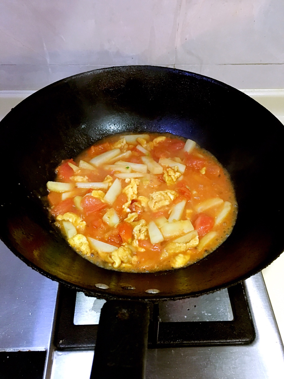 西紅柿土豆炒雞蛋的做法 步骤6