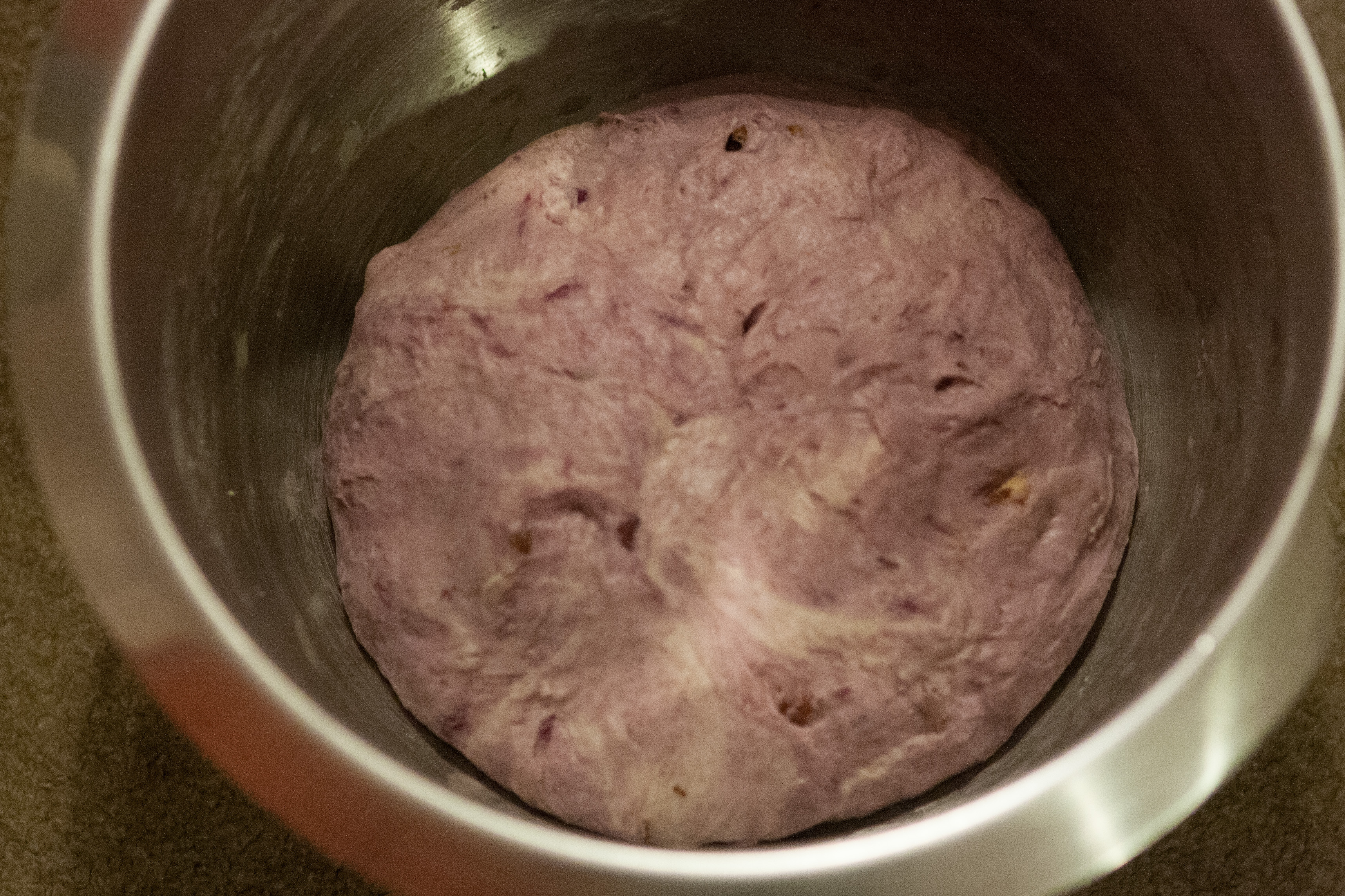 天然酵種紫薯核桃歐包的做法 步骤3