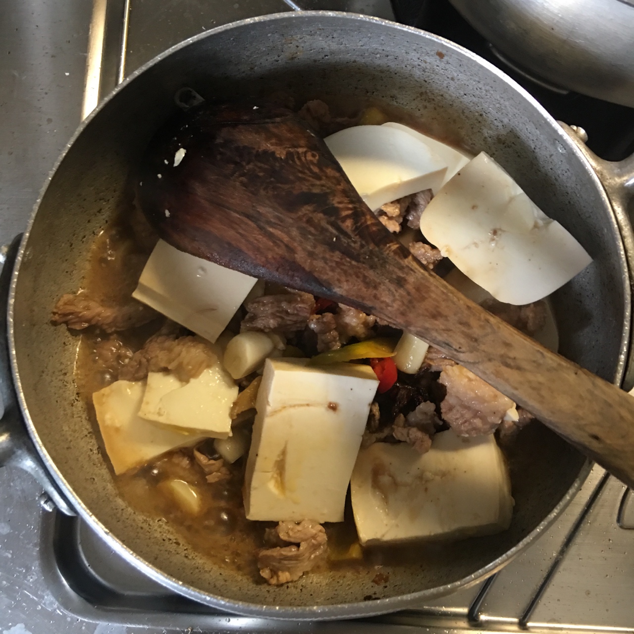 泡菜大醬豬肉豆腐煲的做法 步骤3