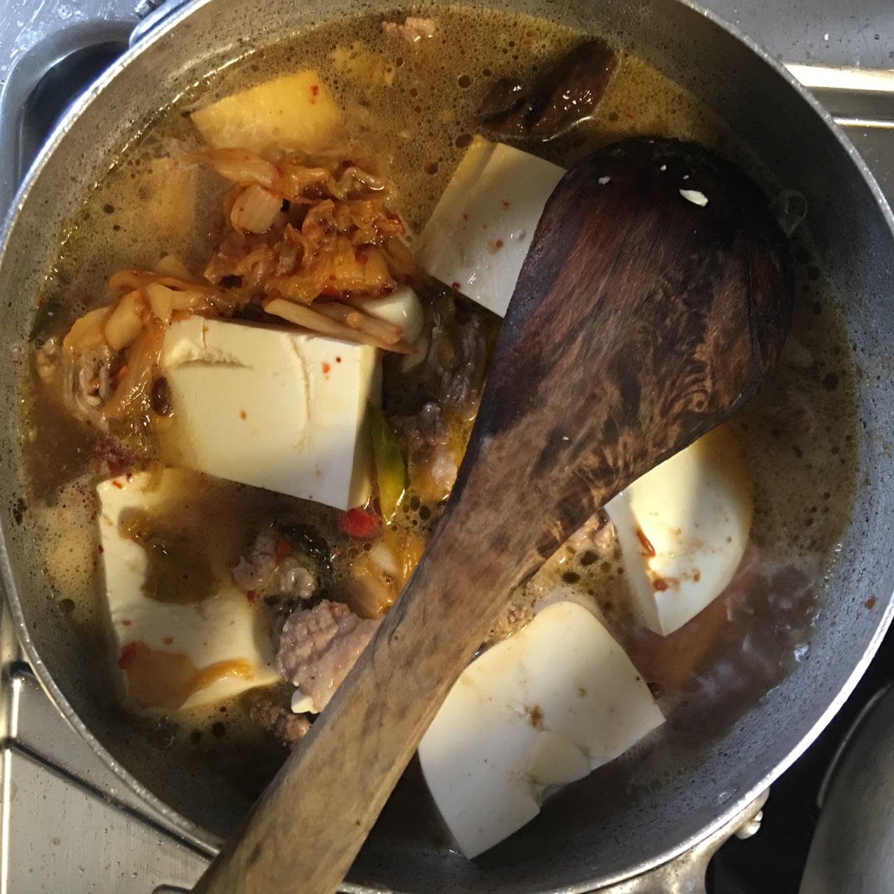 泡菜大醬豬肉豆腐煲的做法 步骤4