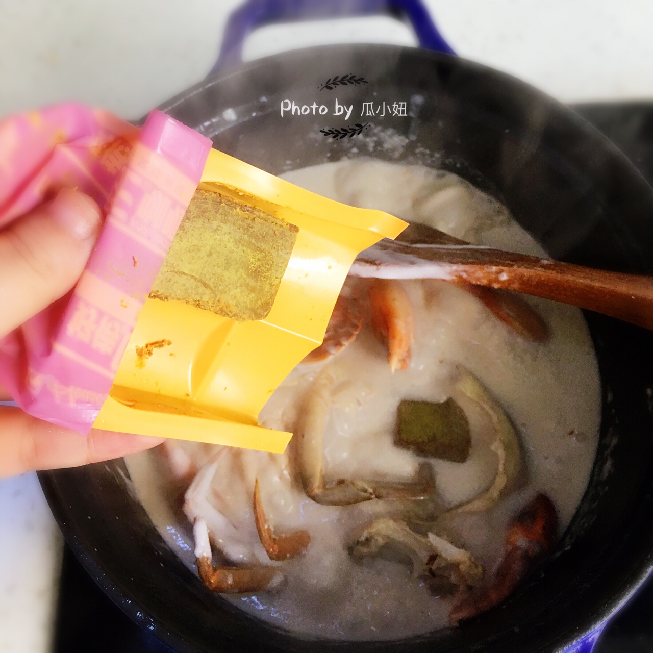椰漿咖喱蟹的做法 步骤8