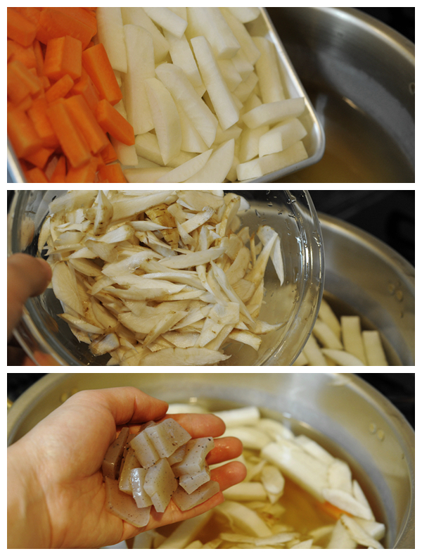 豚汁シモェペ（日式豬肉味噌湯）的做法 步骤3