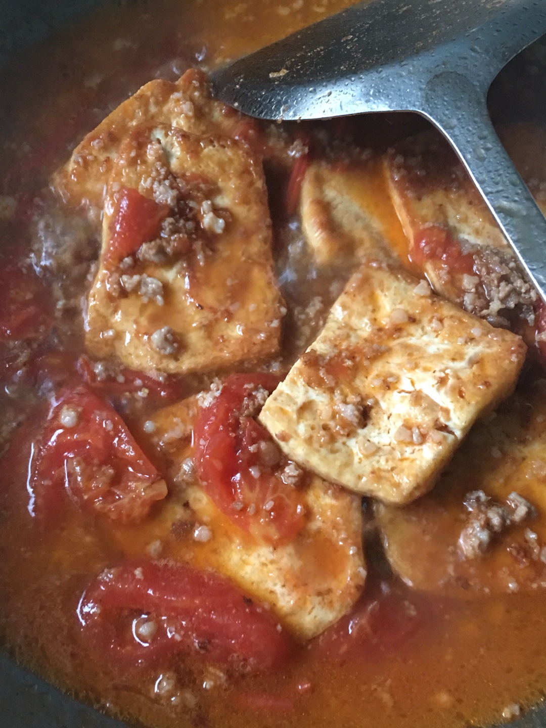 肉沫西紅柿炖豆腐的做法 步骤3