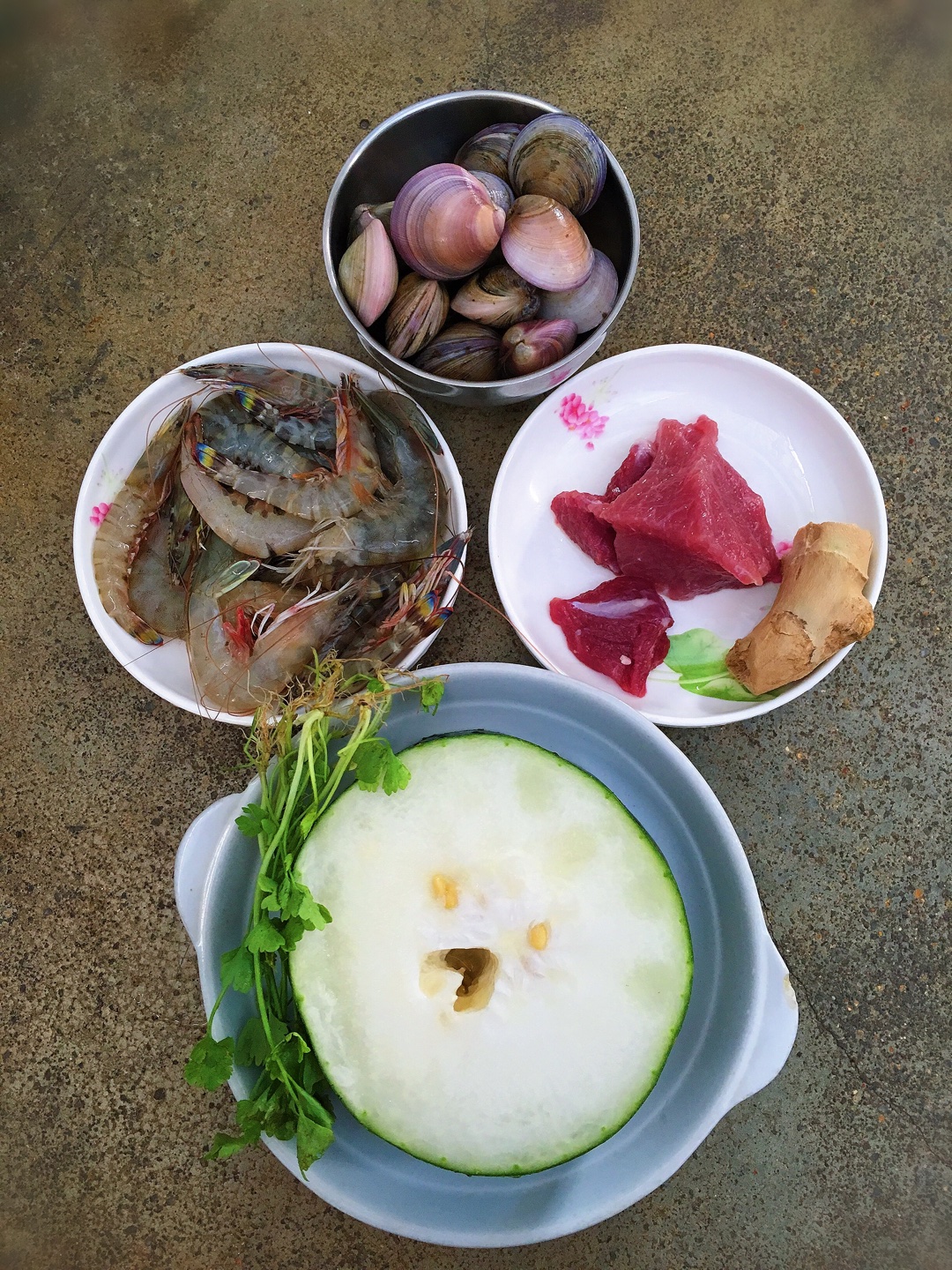 鮮蝦蛤蜊冬瓜湯的做法 步骤1