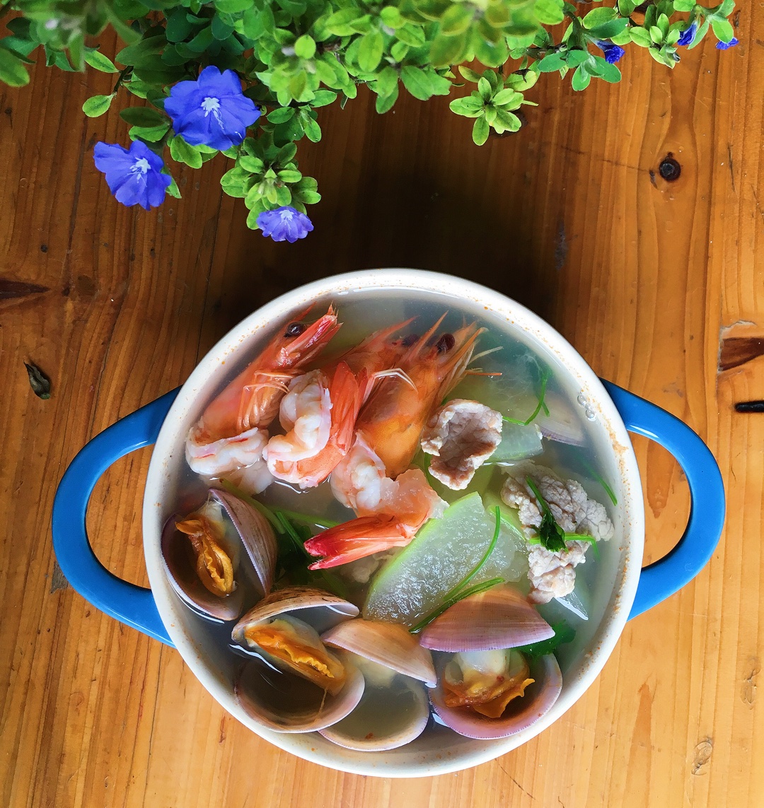 鮮蝦蛤蜊冬瓜湯的做法 步骤4