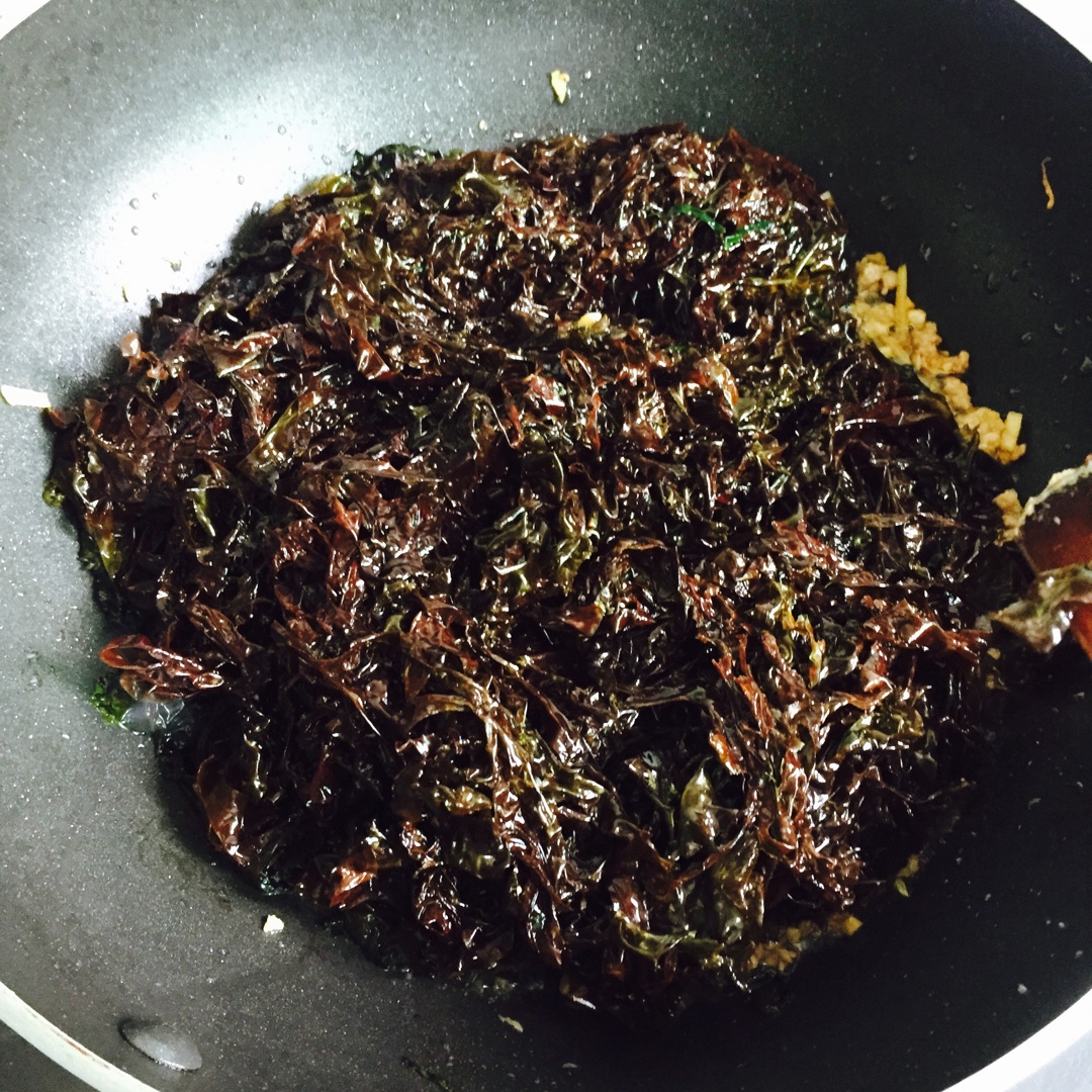 肉末蝦皮炒新鮮紫菜的做法 步骤7