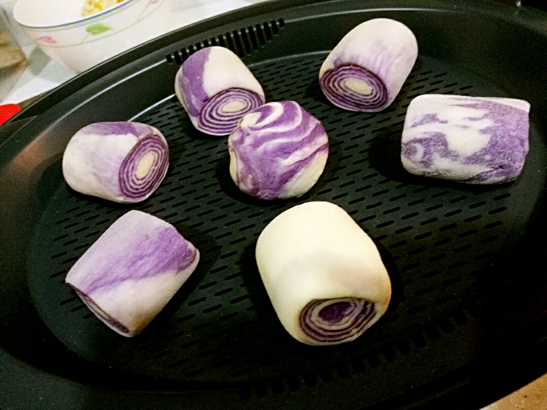 美善品紫薯芋頭饅頭的做法 步骤8