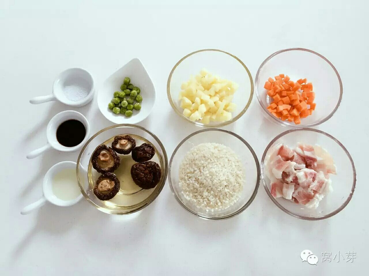 寶寶輔食:香菇土豆燜肉飯—每粒米飯都吸收了菜汁肉湯，方便，營養，滿屋飄香！12M+的做法 步骤1