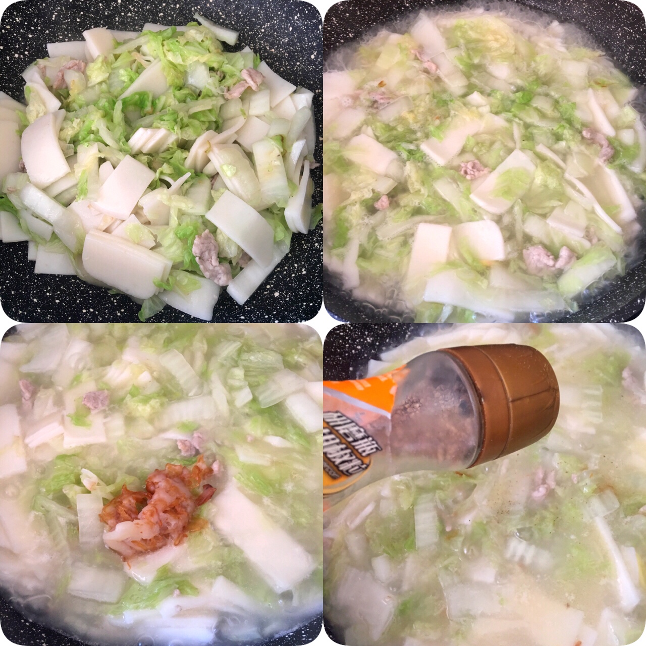 青菜肉絲餌塊湯的做法 步骤4