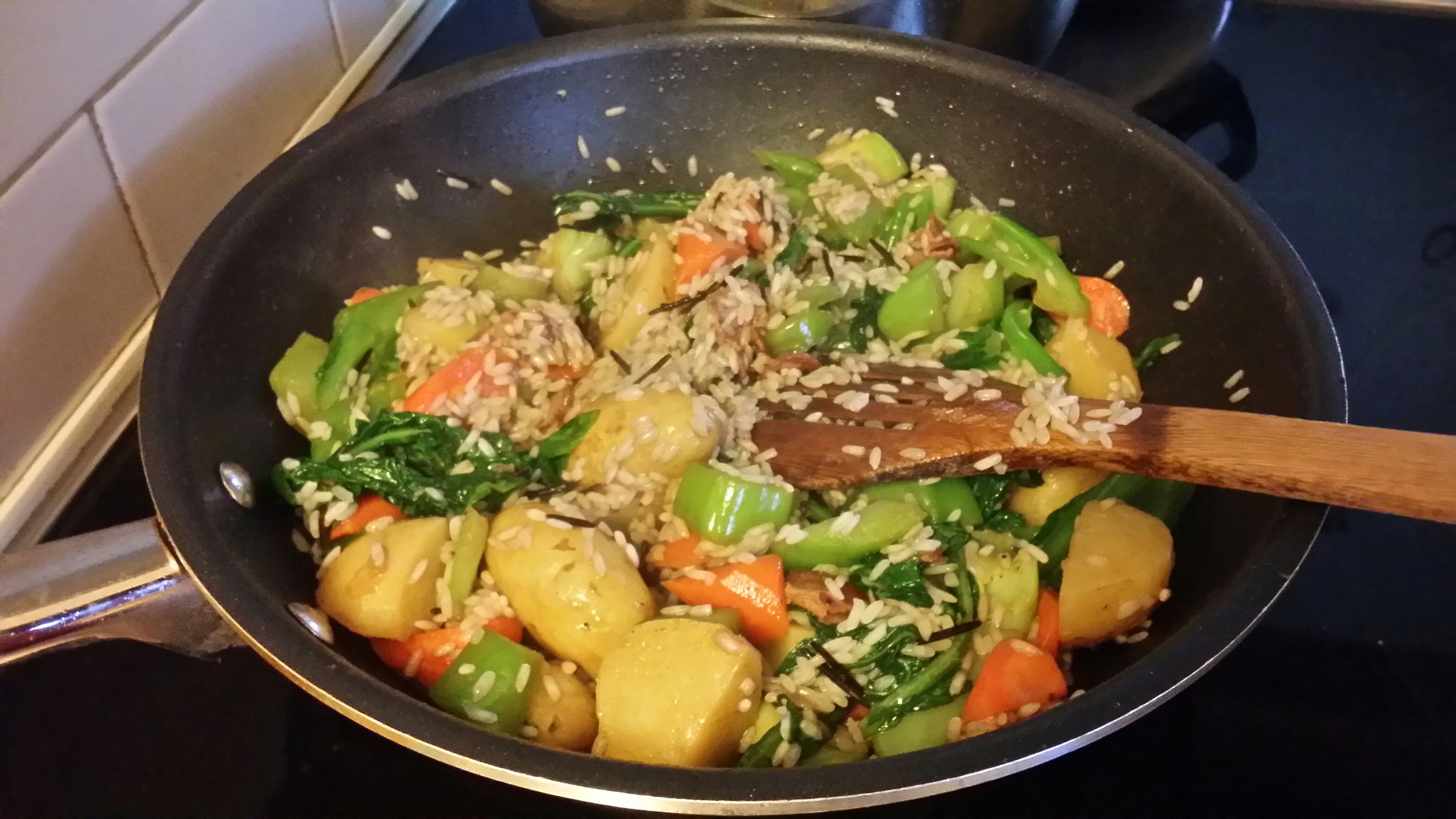 土豆、芥菜燜飯（電飯鍋版）的做法 步骤5