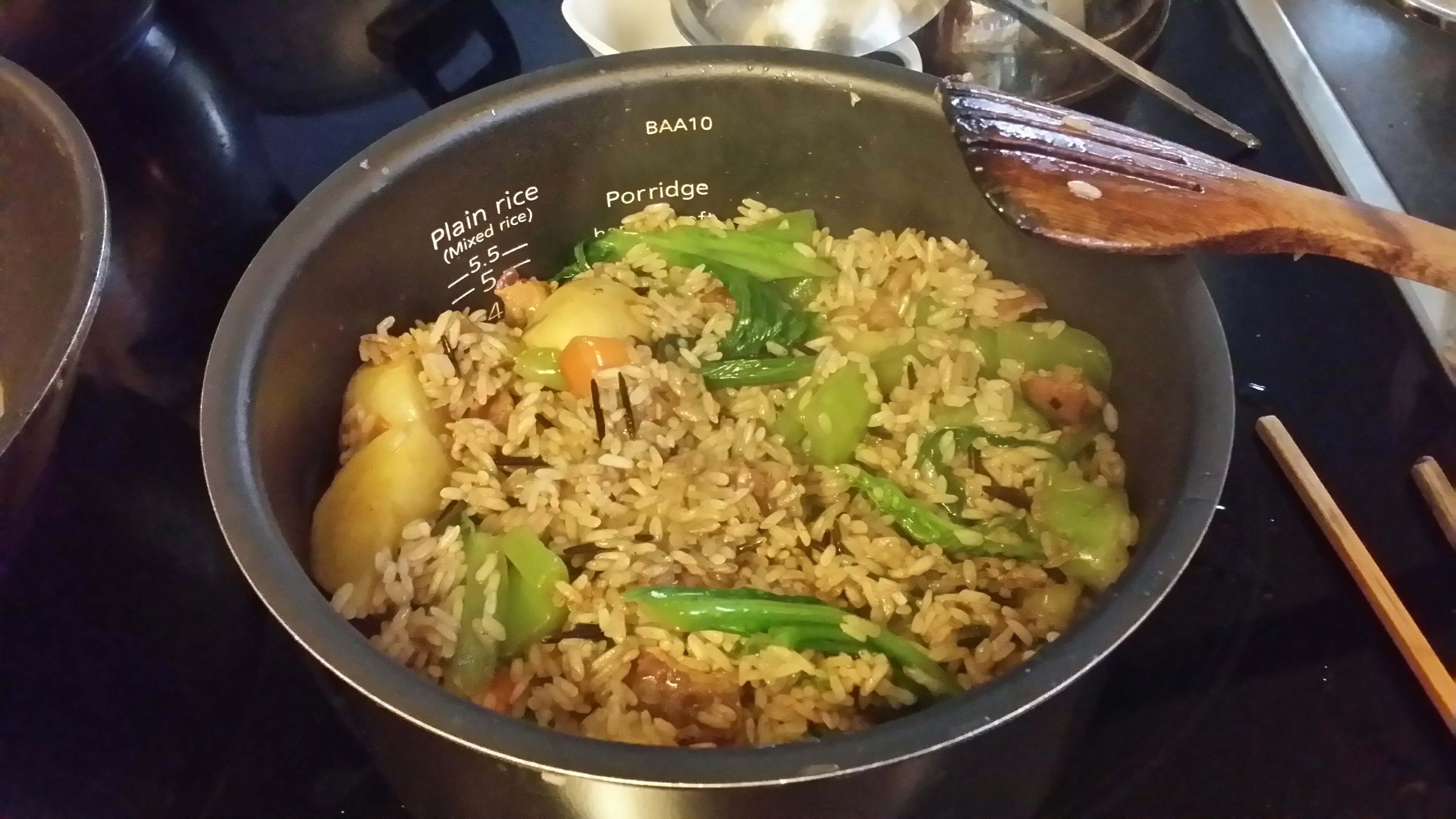 土豆、芥菜燜飯（電飯鍋版）的做法 步骤6