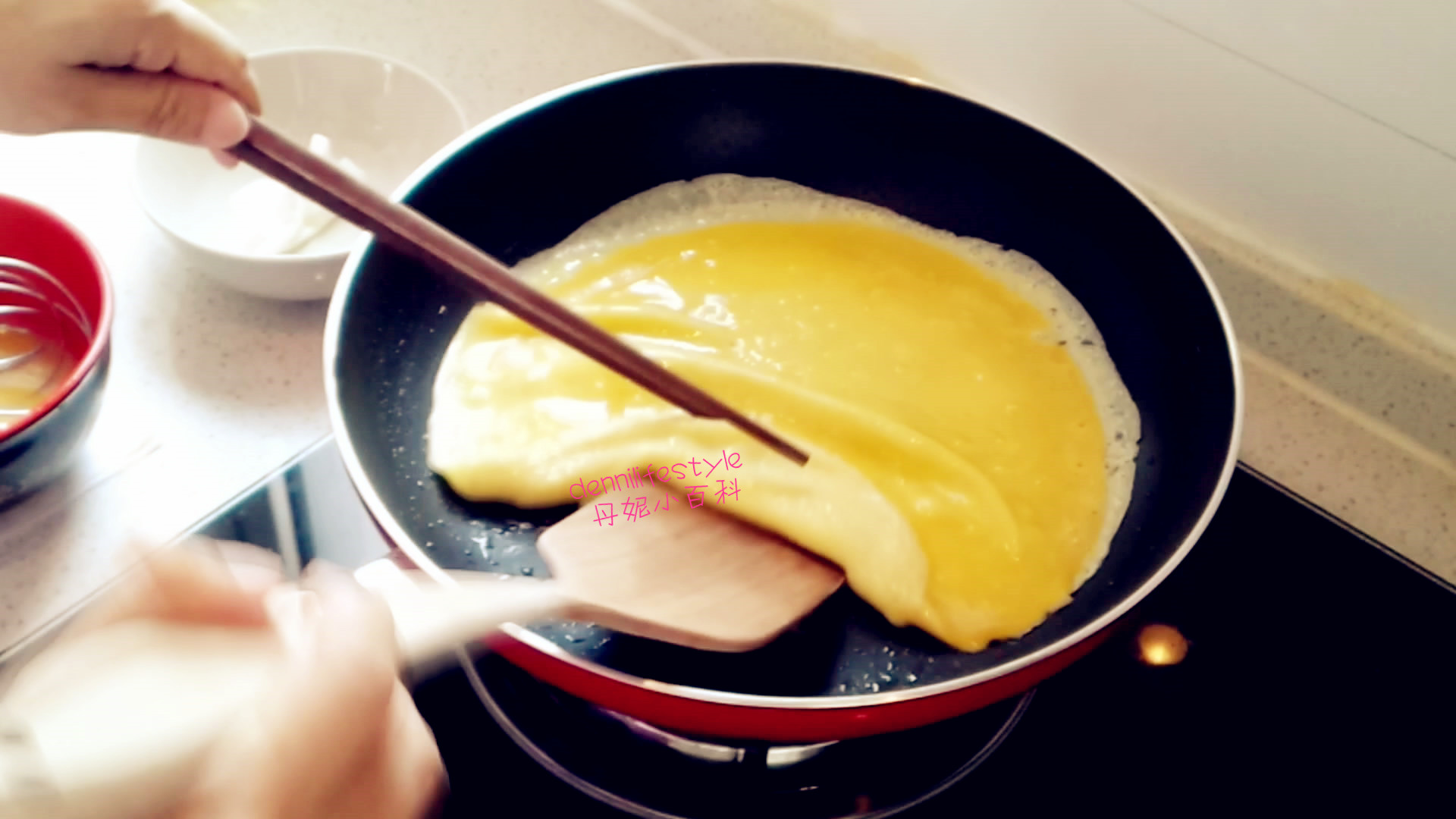 平底鍋(yuan形)版~原味厚蛋燒的做法 步骤5