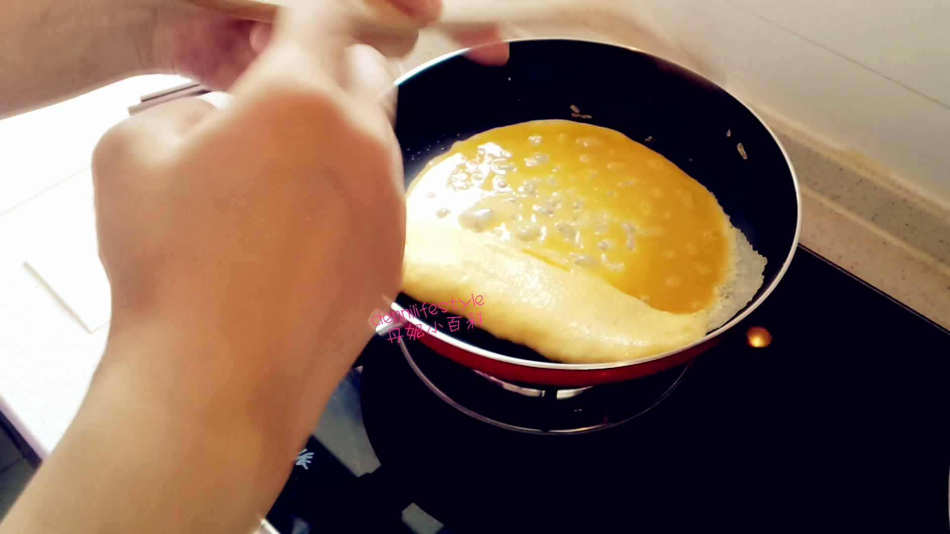 平底鍋(yuan形)版~原味厚蛋燒的做法 步骤8