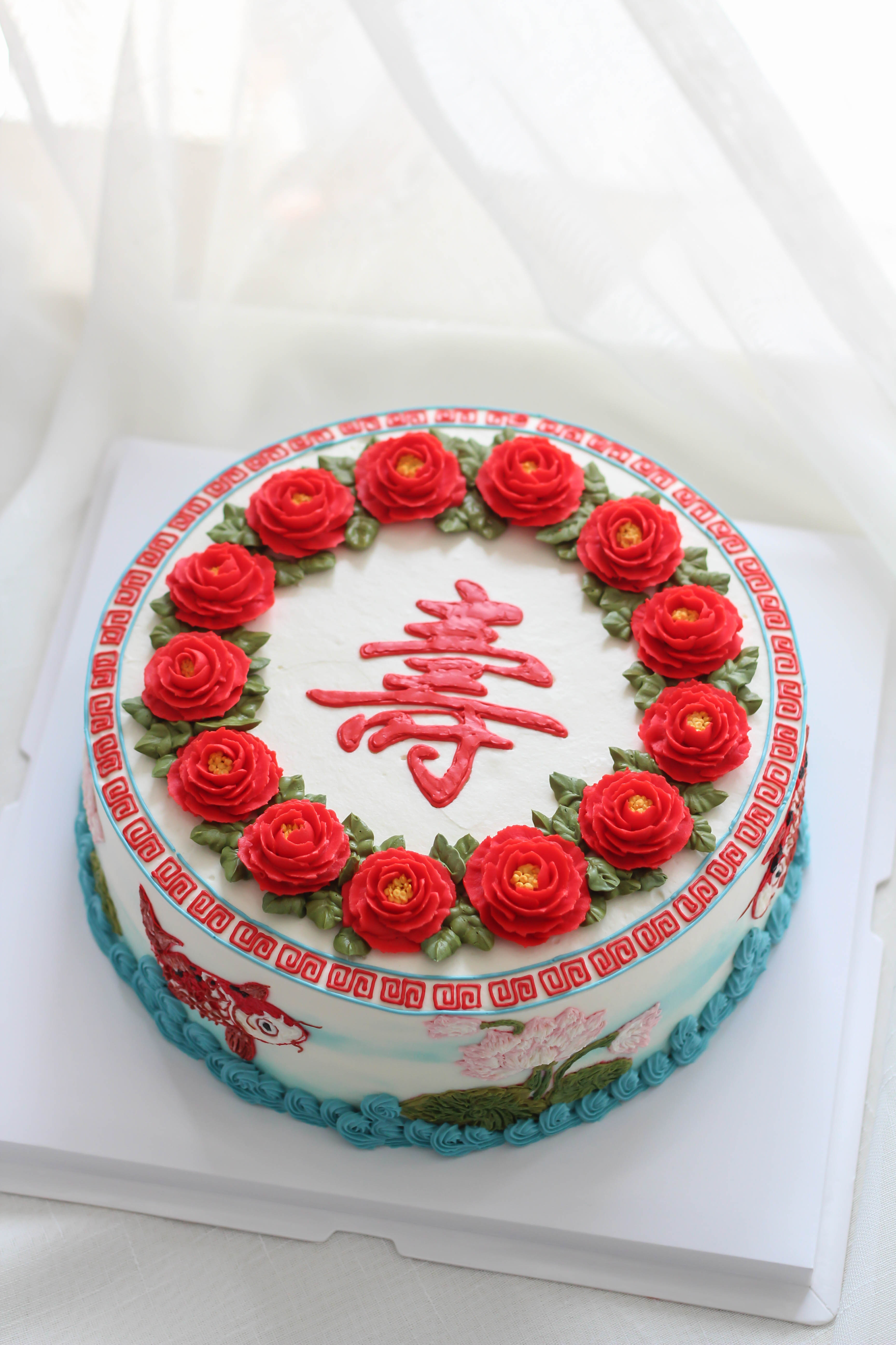 喜慶的中國風賀壽蛋糕的做法 步骤17