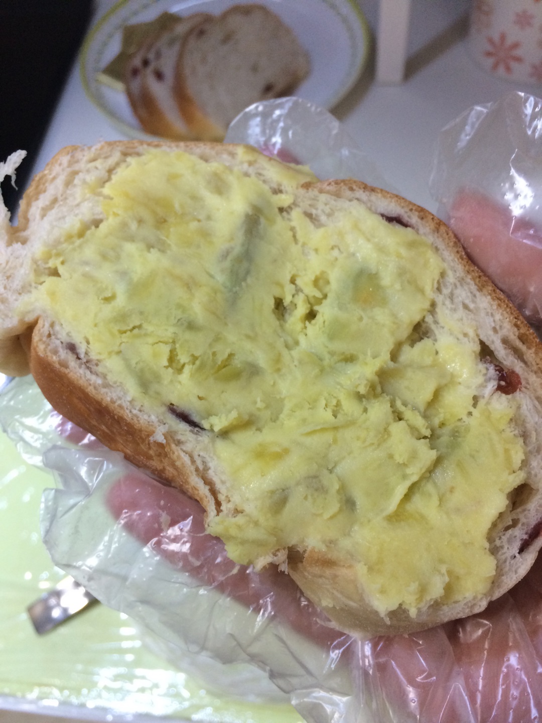 番薯乳酪栗子面包（快速早餐）的做法 步骤2
