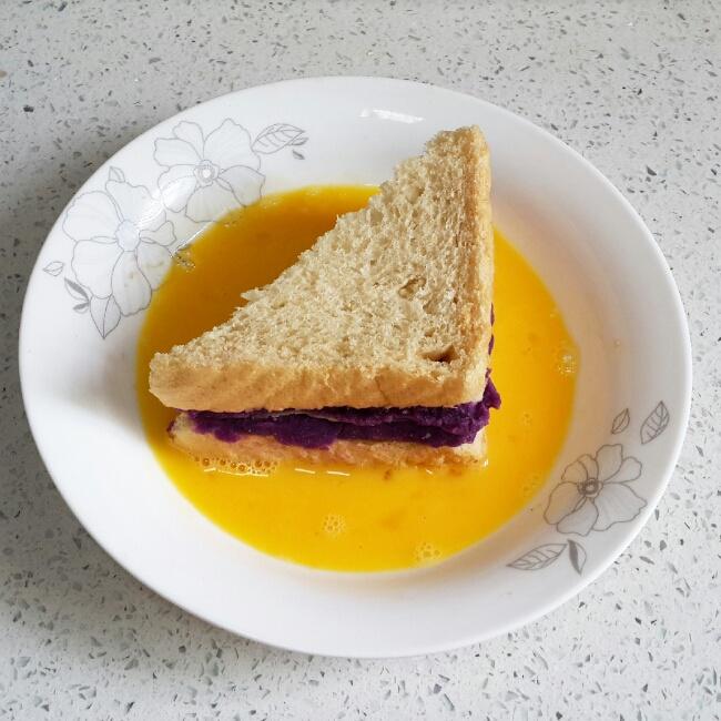 無油全麥紫薯西多士（快手健康早餐）的做法 步骤8