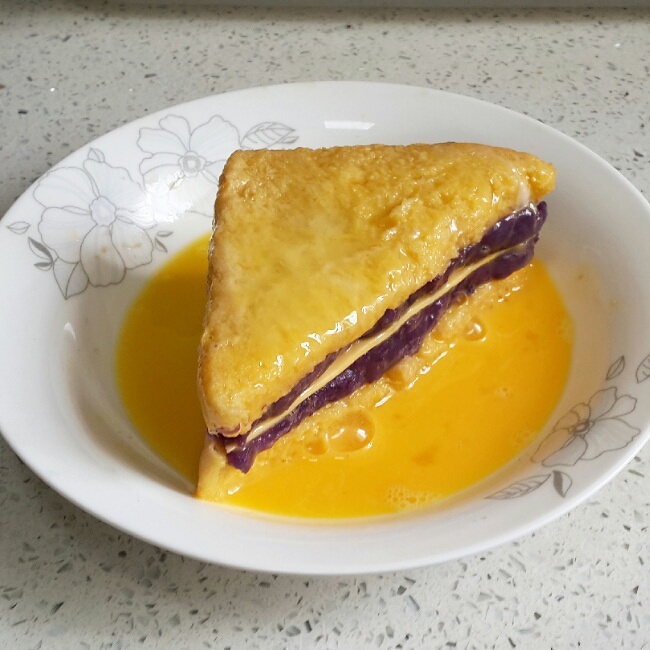 無油全麥紫薯西多士（快手健康早餐）的做法 步骤9