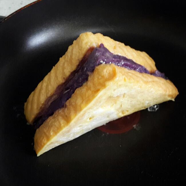 無油全麥紫薯西多士（快手健康早餐）的做法 步骤11