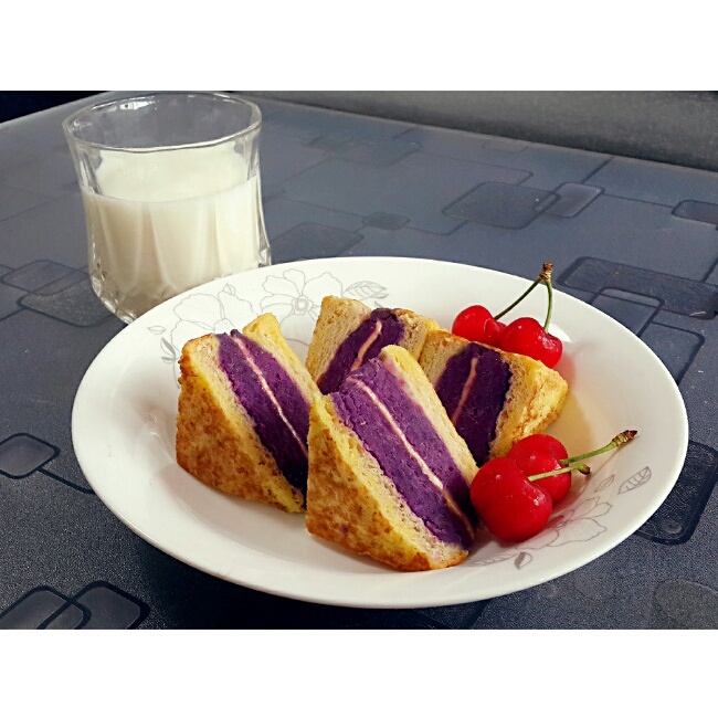 無油全麥紫薯西多士（快手健康早餐）的做法 步骤14