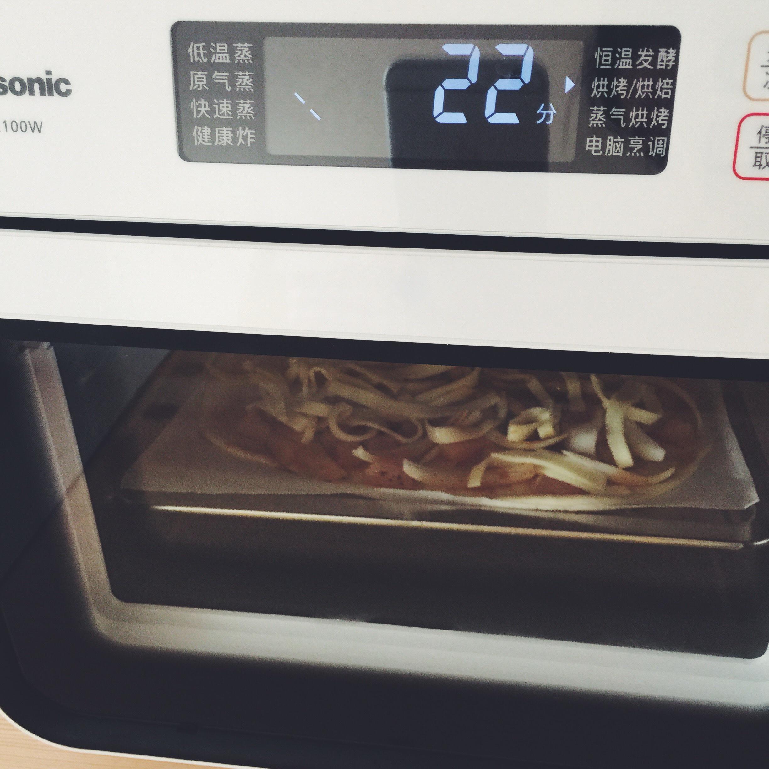 和風照燒雞肉pizza-- Panasonic松下NU-JK100W熱風蒸烤箱的做法 步骤4