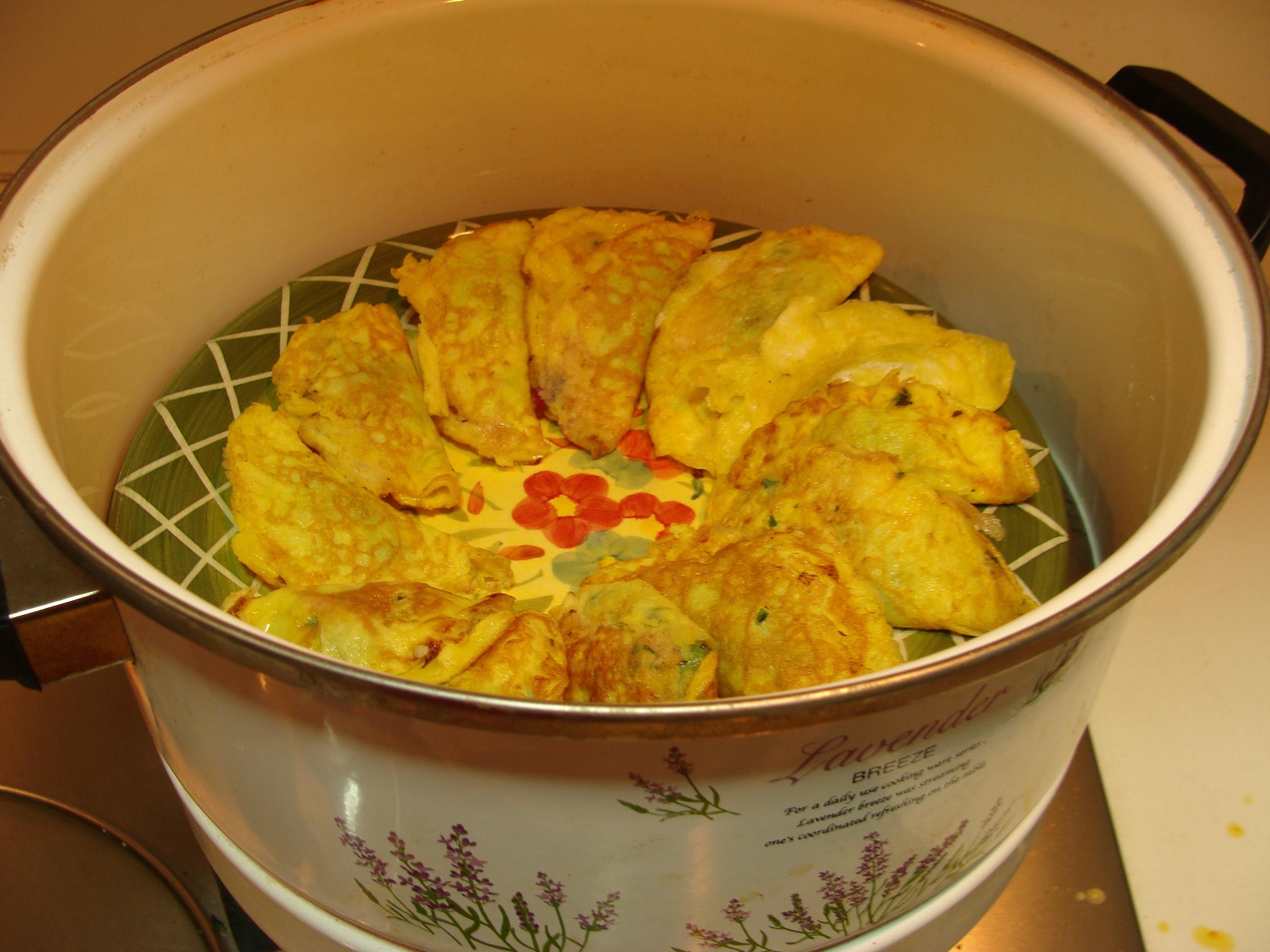 平底鍋做蛋餃（薺菜蝦仁餡兒）的做法 步骤5
