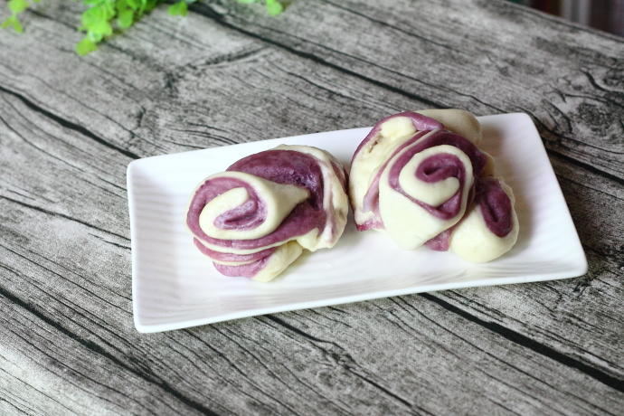 豆漿風味的紫薯雙色花捲的做法 步骤12