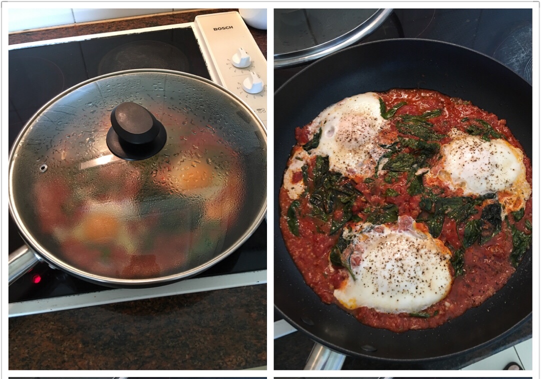 羅勒葉臥雞蛋 配義大利西紅柿丁醬 一款好吃好看的西式早餐的做法 步骤5