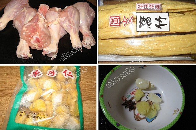腐竹栗子燜雞的做法 步骤1
