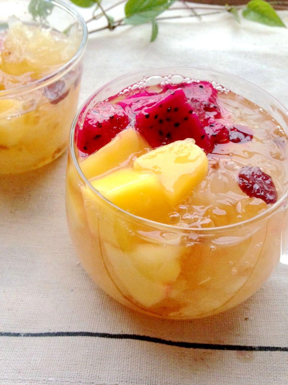 夏日甜蜜排毒佳品--桃膠水果羹的做法 步骤4
