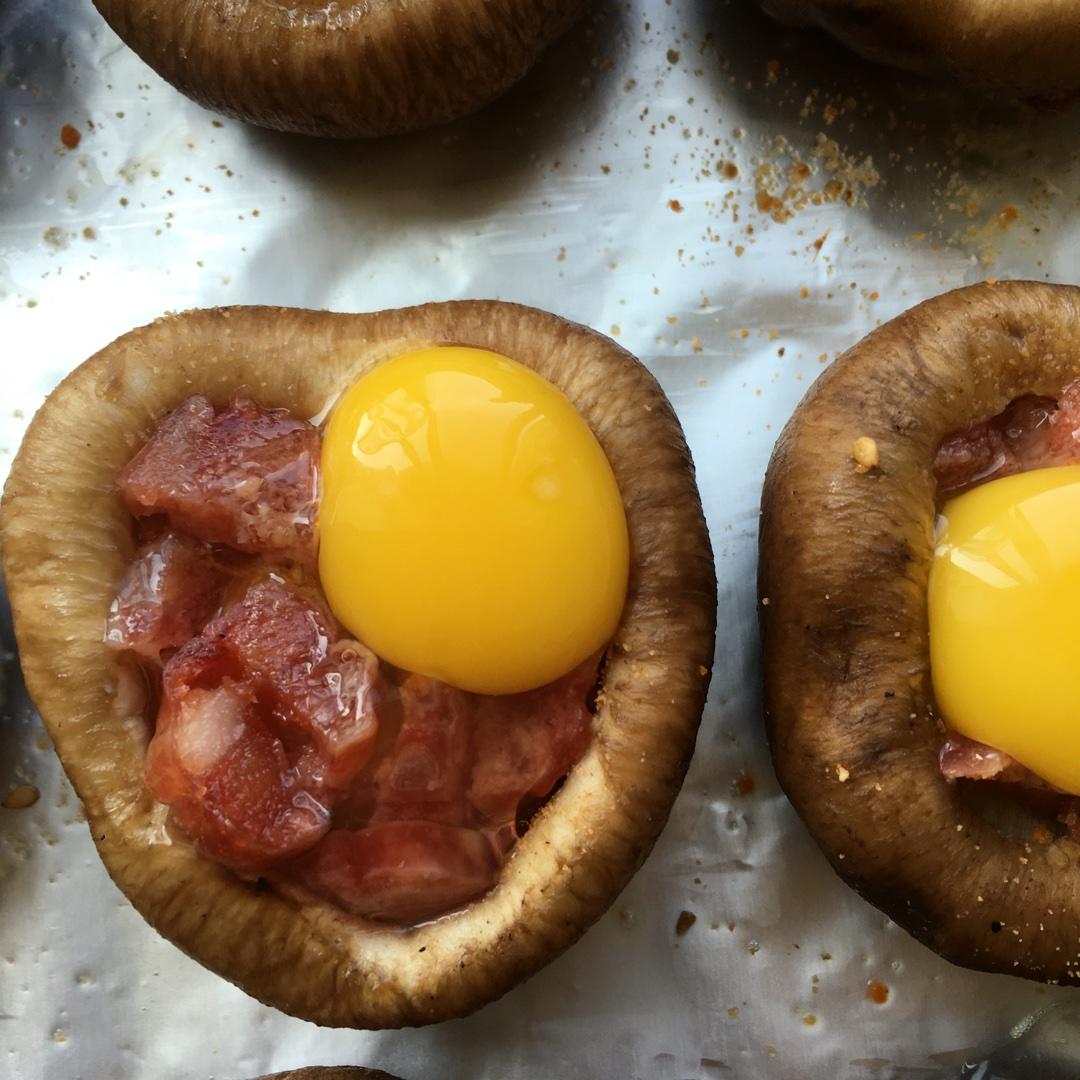 【烤箱版】臘肉香菇蛋的做法 步骤3