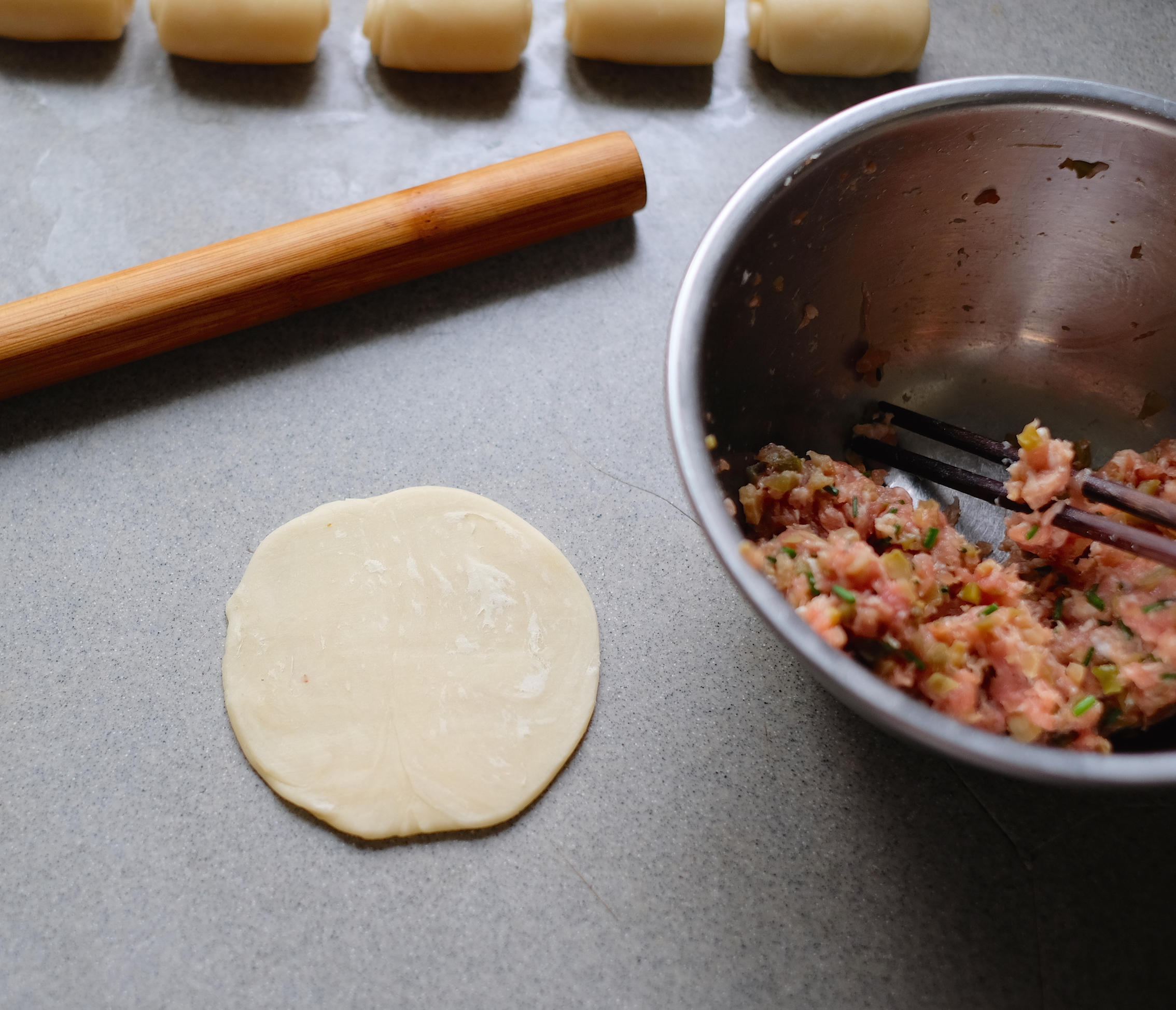 平底鍋版榨菜鮮肉月餅的做法 步骤13