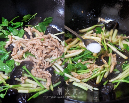 水芹菜炒肉絲的做法 步骤3