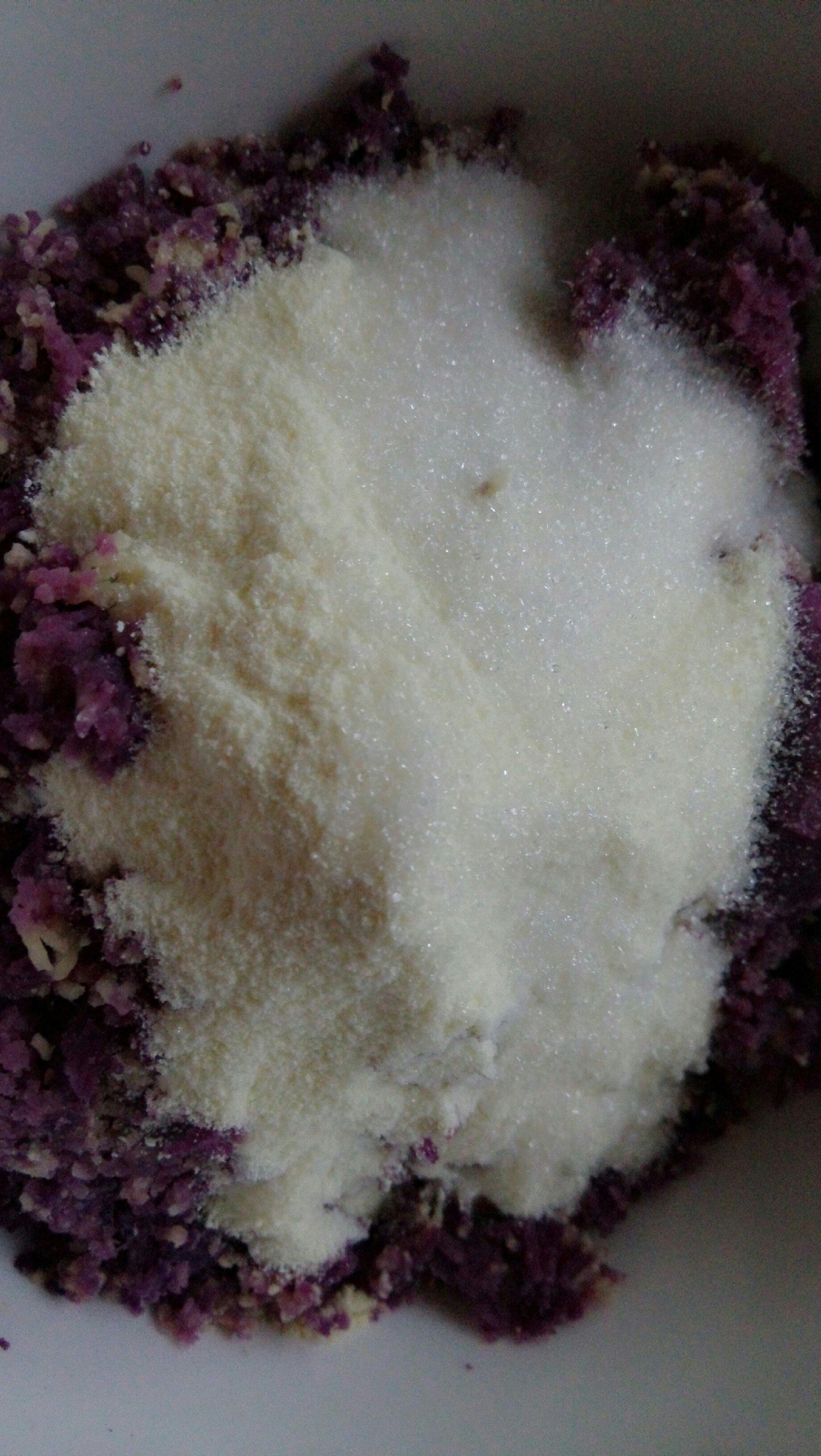 奶香紫薯板栗餅的做法 步骤2