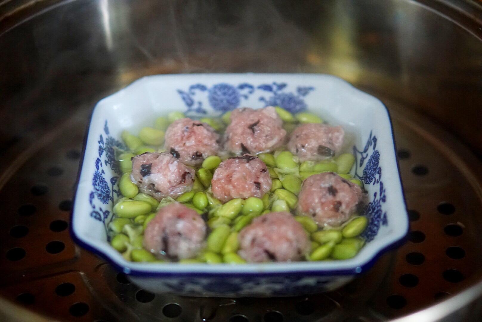 南陵土菜：蒸出來的毛豆木耳肉圓湯的做法 步骤7