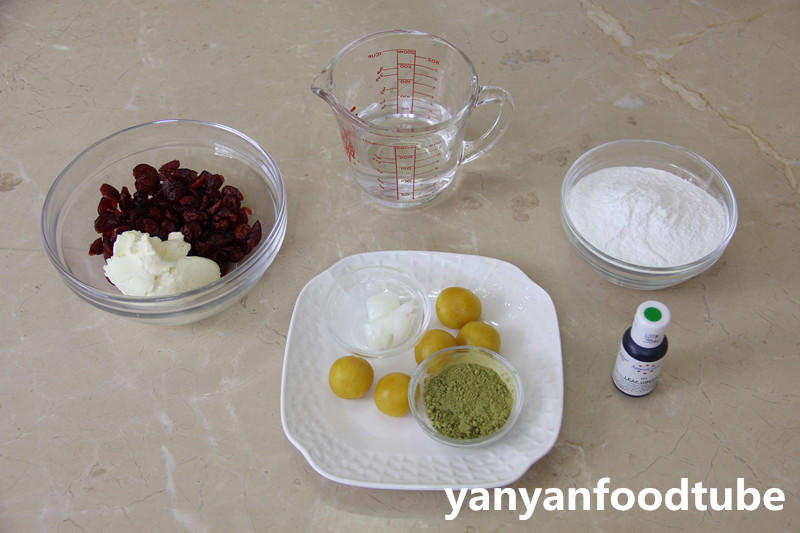 乳酪蔓越莓抹茶冰月餅 Matcha Ice Moon Cakes Cranberry with & Cream Cheese的做法 步骤1