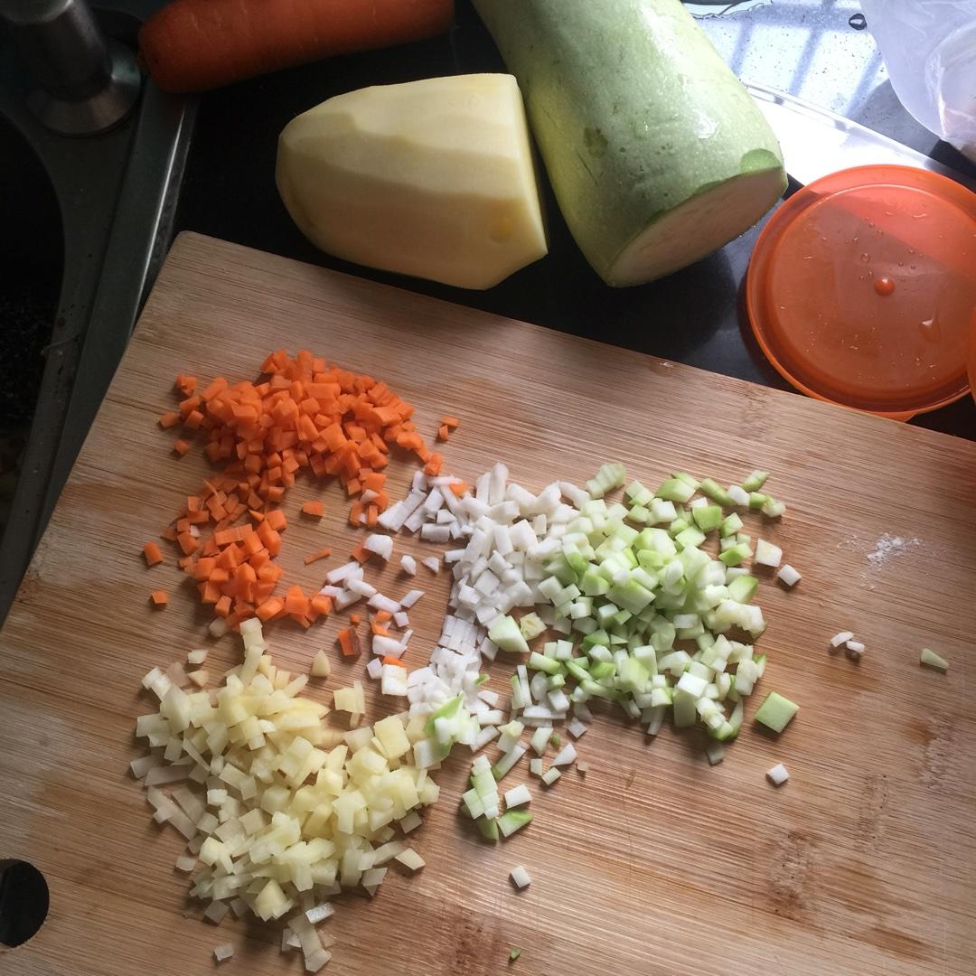 麪包超人 雞蛋蔬菜餅的做法 步骤1