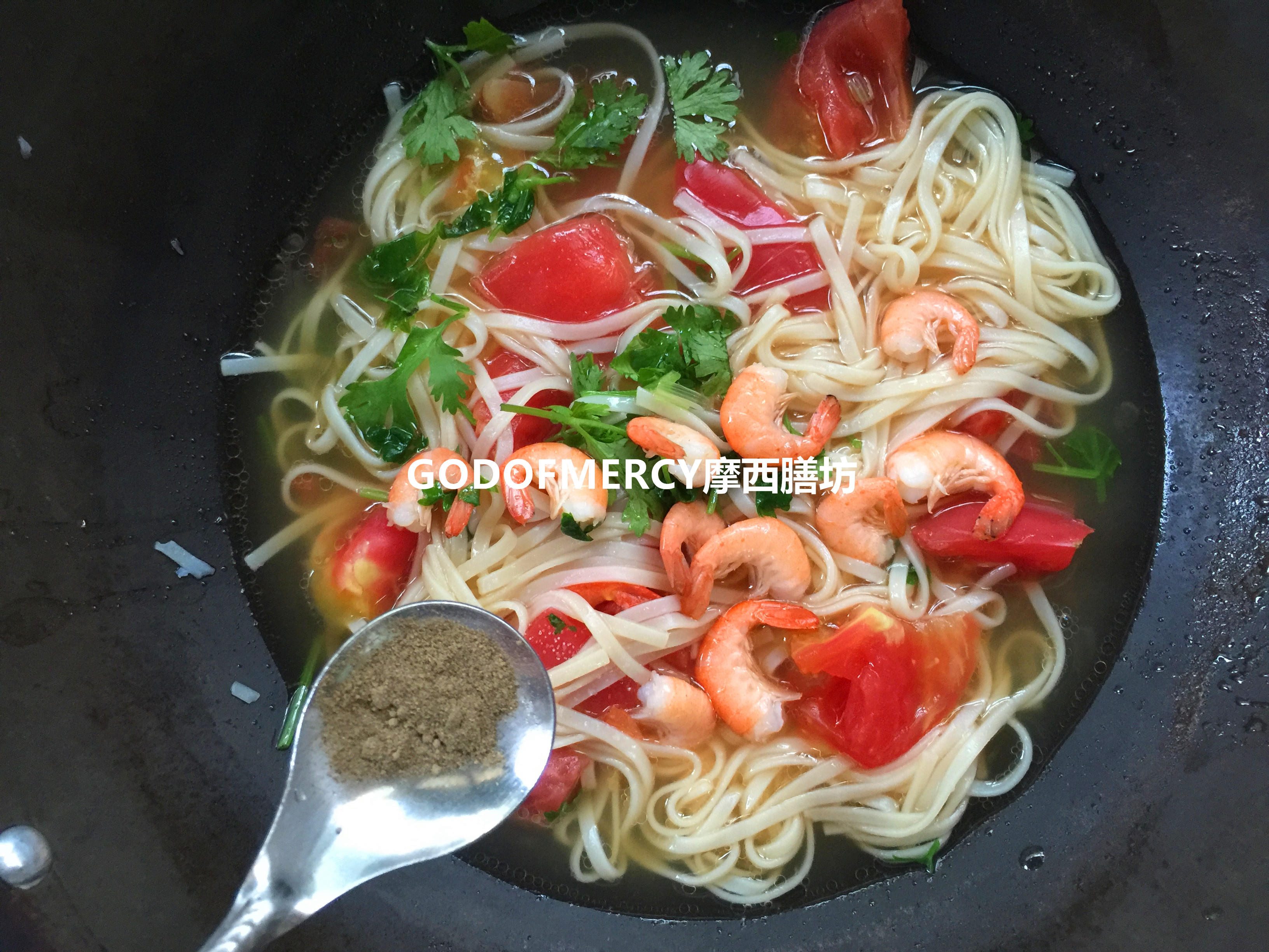 番茄蝦仁湯麪的做法 步骤6