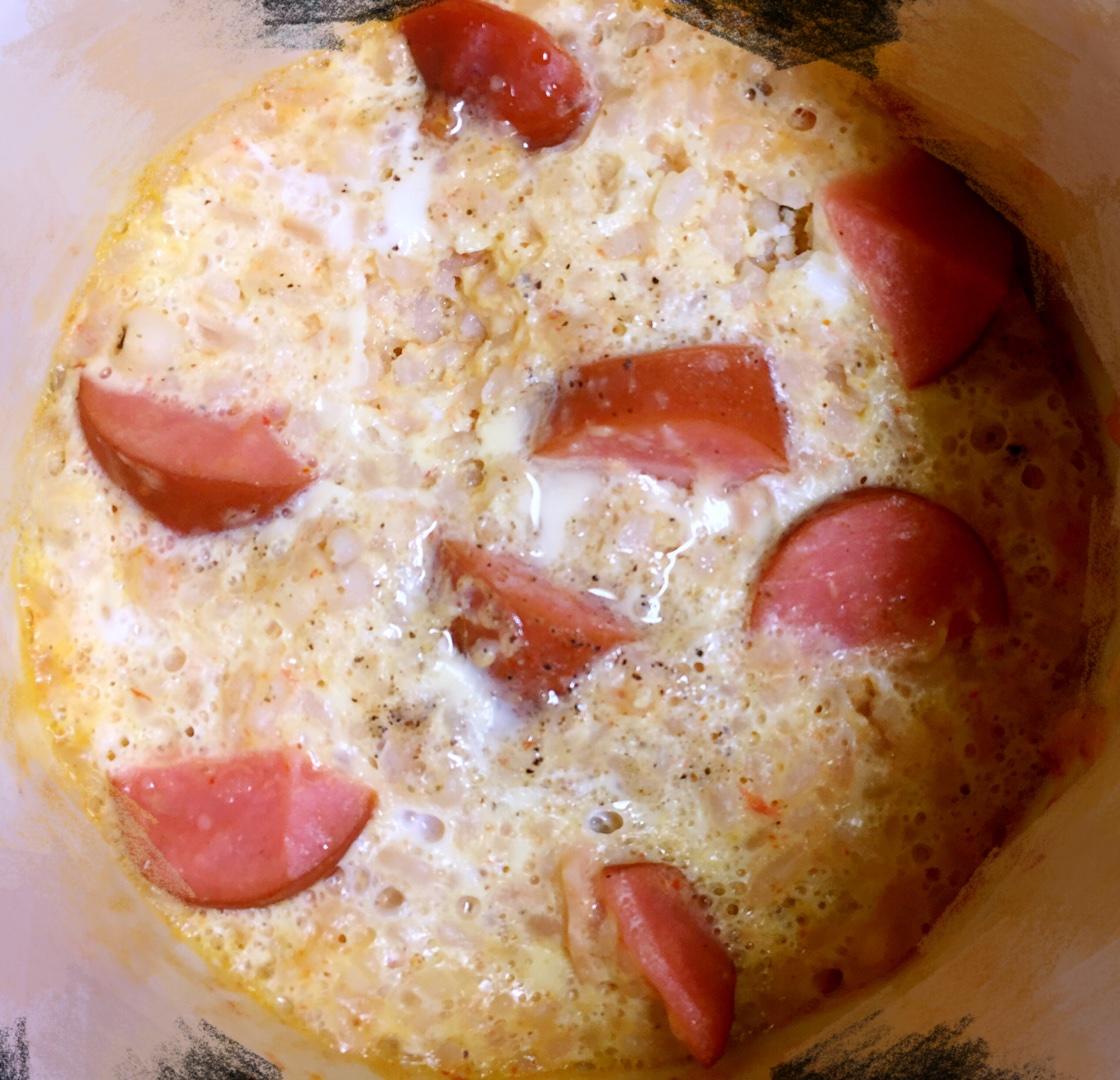 雞蛋薰腸燜蕃茄飯的做法 步骤3