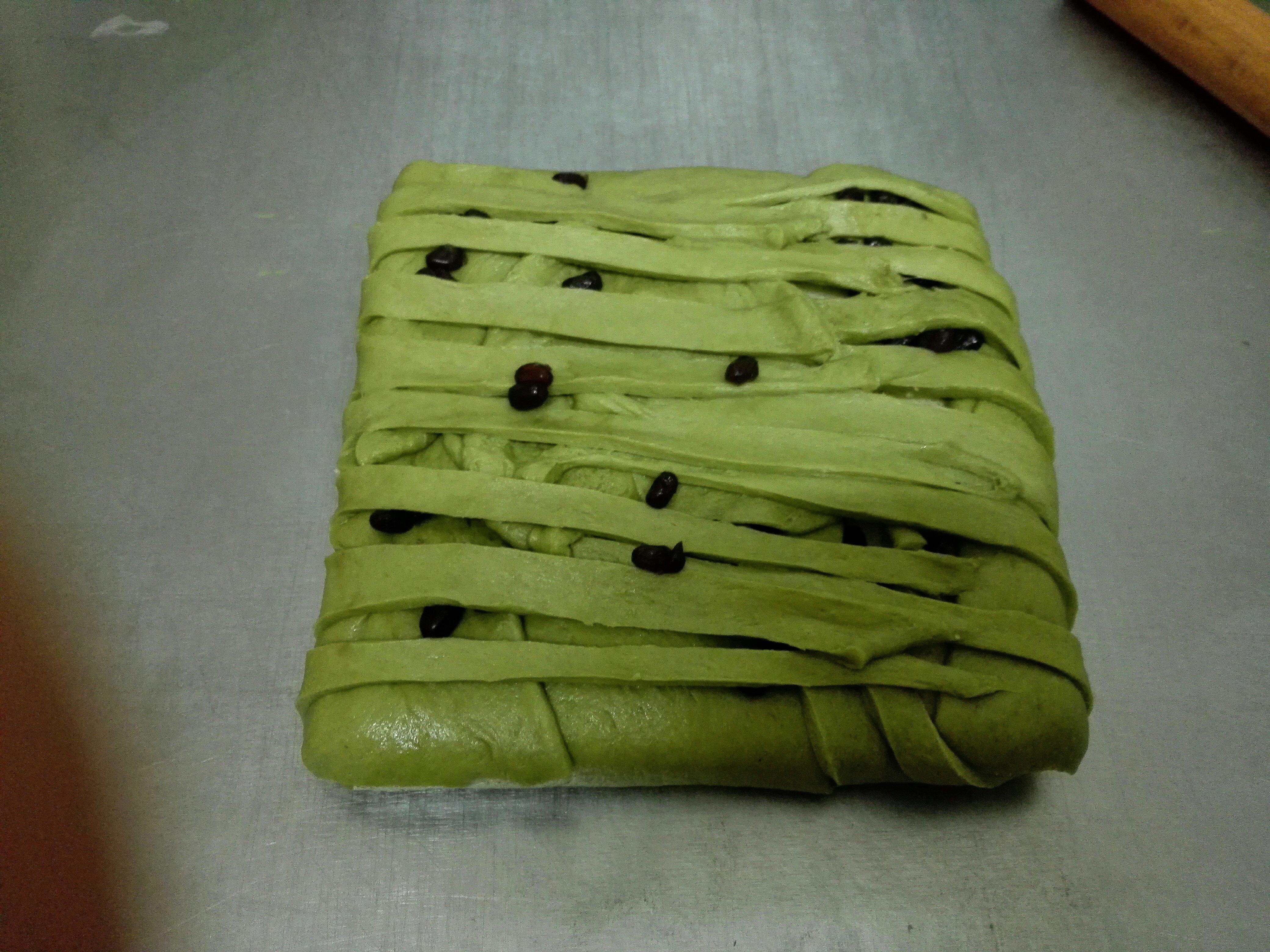 抹茶紅豆麪包（綠鑽土司改良版）的做法 步骤5