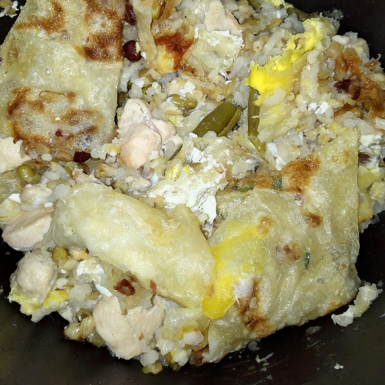 雞胸肉刀豆雞蛋印度飛餅雜糧燜飯的做法 步骤8